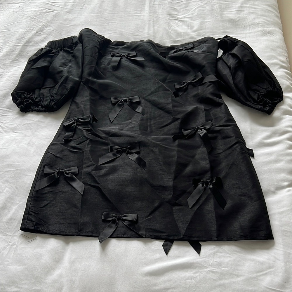 Anthropologie Black Mini Dress with Bows